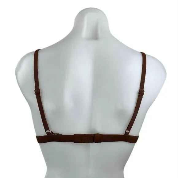 SKIMS Women's Brown Mesh Sheer Adjustable Strap Triangle Bralette Bra Top Sz XS - Picture 2 of 3